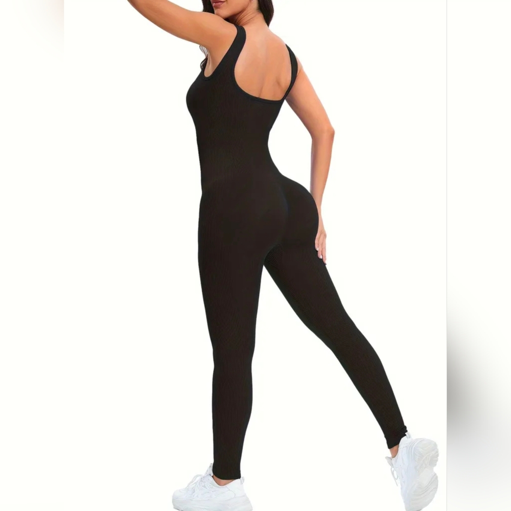 Elegant Black Ribbed Women's Bodysuit